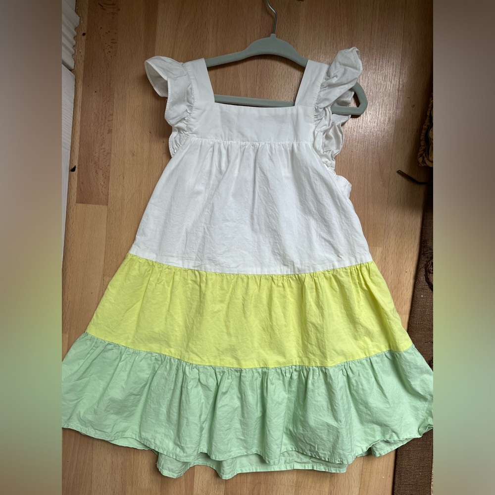 Zara girls green/yellow/white colorblock dress. Size 4/5.